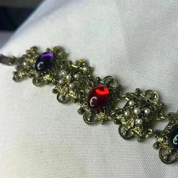 Vintage statement bracelet rare multi color bracelet - Picture 3 of 6